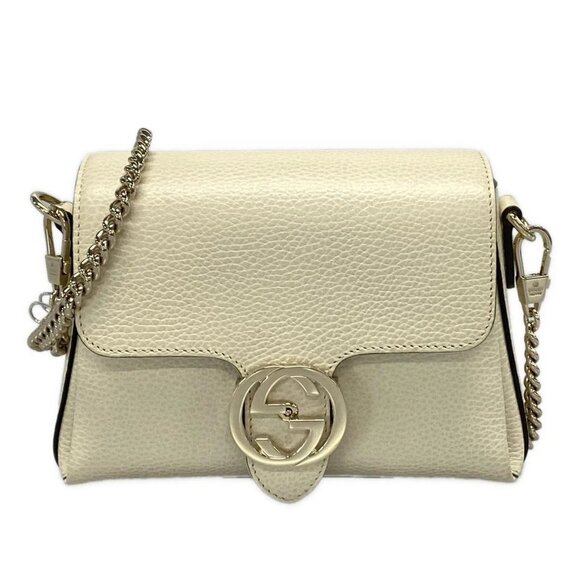 GUCCI Interlocking G Cream Leather - Shoulder Bag 884-080325 - Picture 1 of 14
